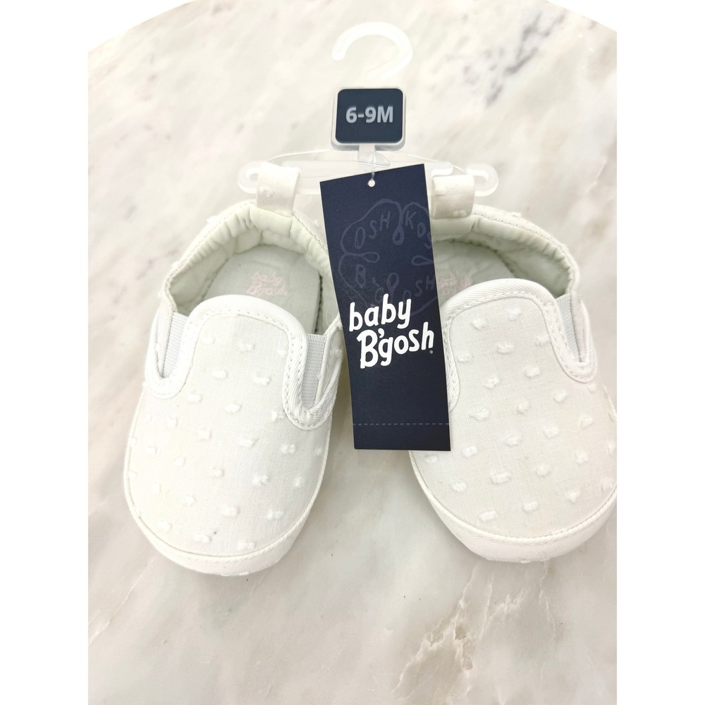 Baby Bgosh White Swiss Dot Slip On Shoes Infant Size 3 6-9M OK02759